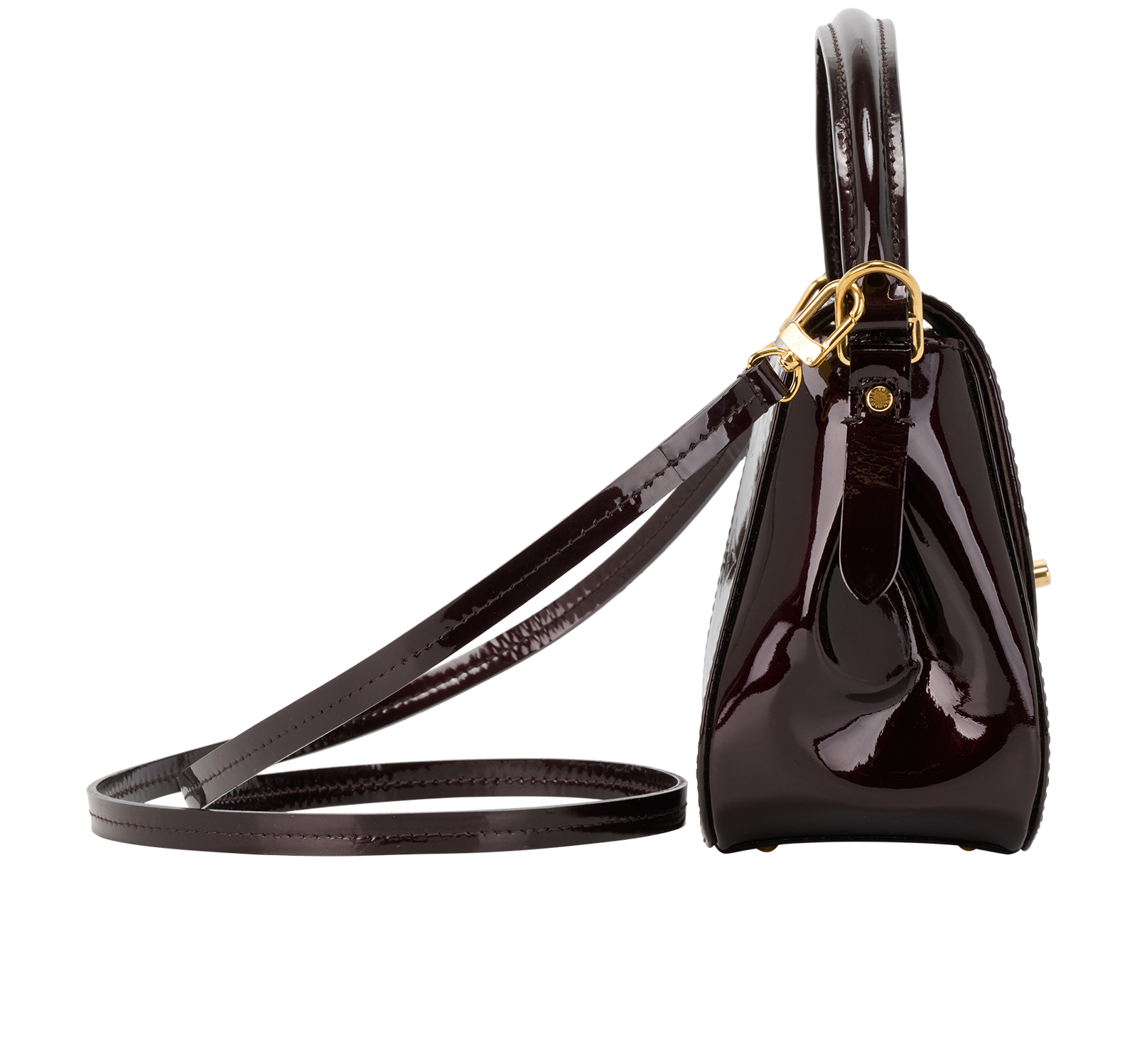 Pasadena, &pound;795, Handbags, Burgundy, Patent Leather, Side view